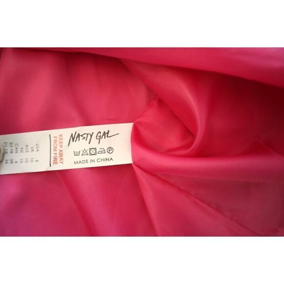 Nasty Gal ZUA60A7E10D Women's Sz 6 Hot Pink Satin Oversized Blazer - Picture 5 of 11